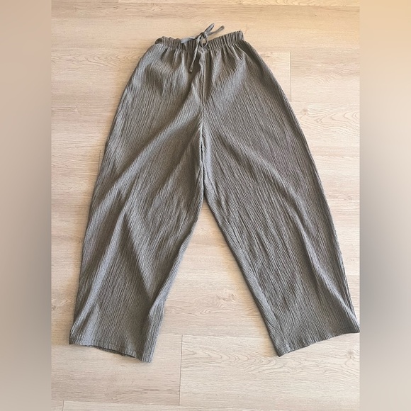 ZARA Women’s brown/grayish Texture  Wide Trouser Size Medium - Picture 10 of 15